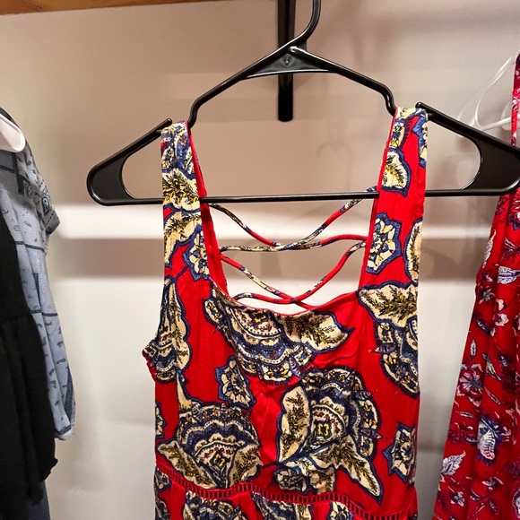 Maurices Red Floral Crisscross Back Mini Dress - Picture 3 of 12